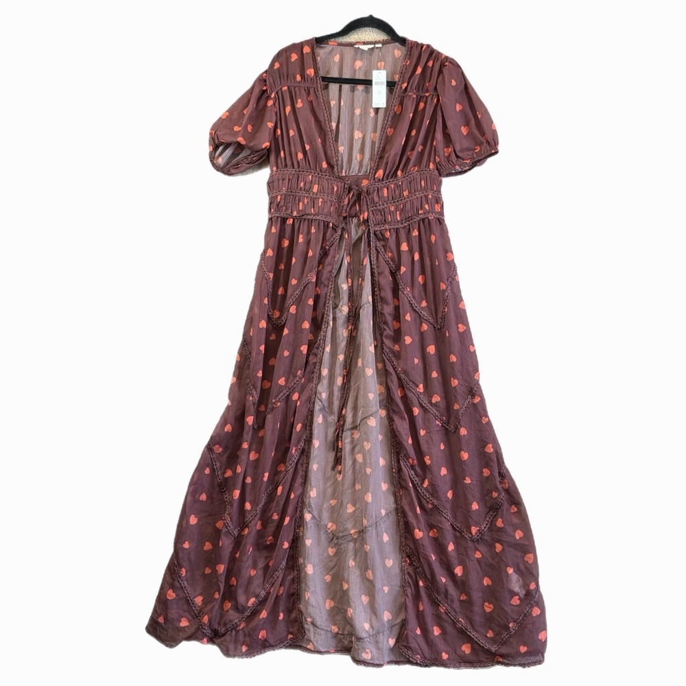 NEW Anthropologie Forever That‎ Girl Heart Tie Front Sheer Duster OS NWT